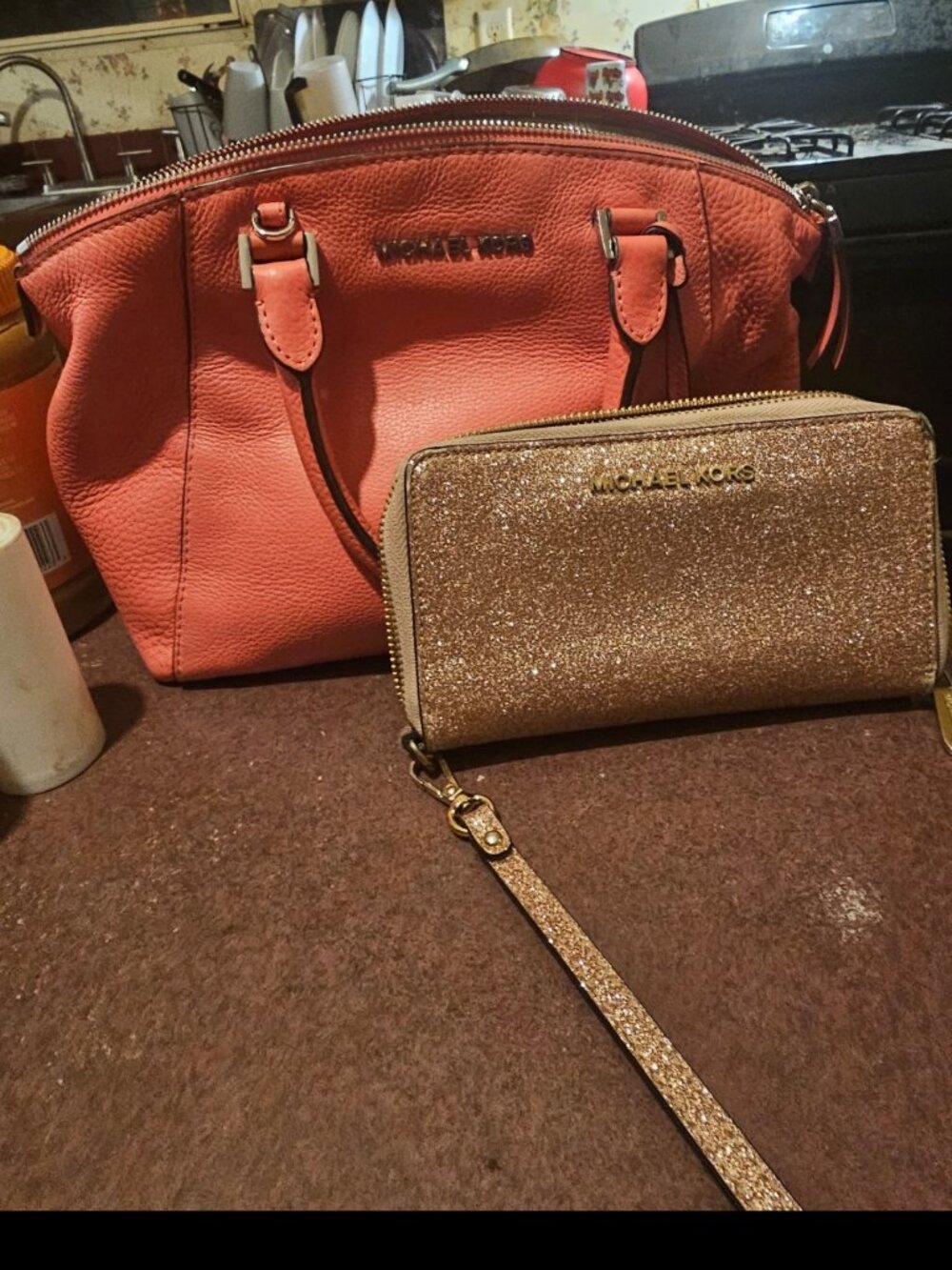 Michael kors satchel purse and wallet